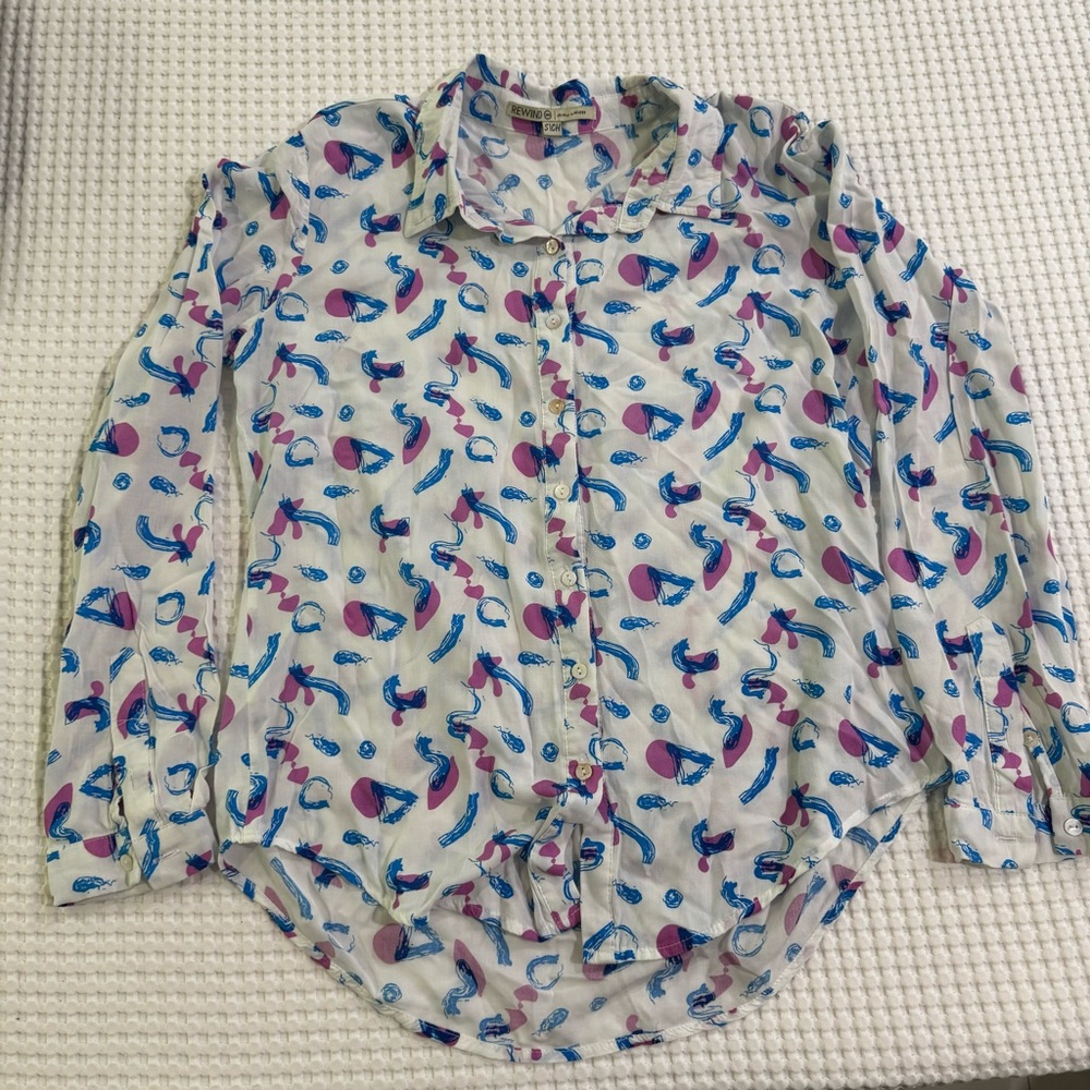 Rewind Geometric Pattern Button Down Shirt - image 1